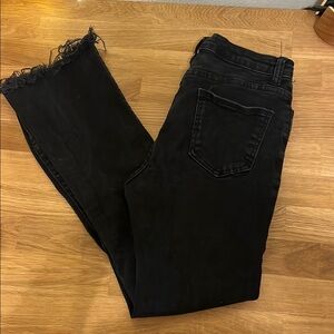 Women's Black Frayed Hem Jeans